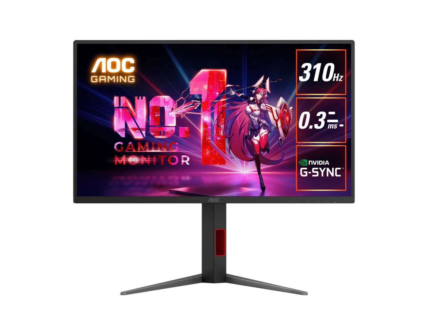 AOC 24.5' Fast IPS,1920 × 1080 FHD, 310Hz, 0.3ms, HDR400, HAS Stand, G-sync Com