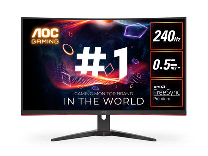 AOC 31.5' Curved 0.5ms 240Hz, FHD 1080 FreeSync Premium, Ultra Narrow Border Gam