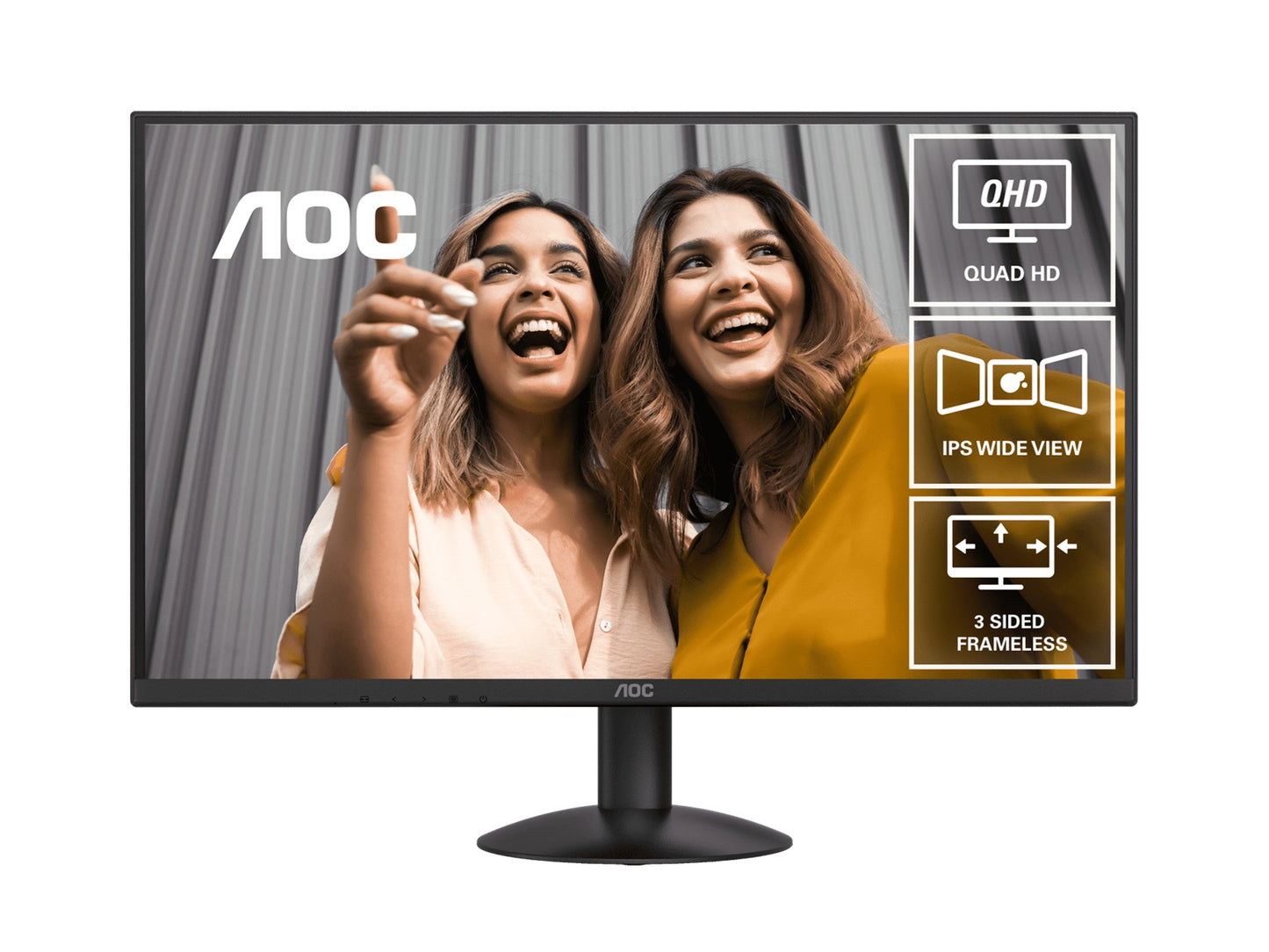 AOC 27' IPS Q27B30E: 2560Ã—1440 @ 75Hz, 4ms GtG, 300 nits brightness, sRGB 118%, HDMI 1.4 & DP 1.4, tilt stand, 100mm VESA, 20W power use