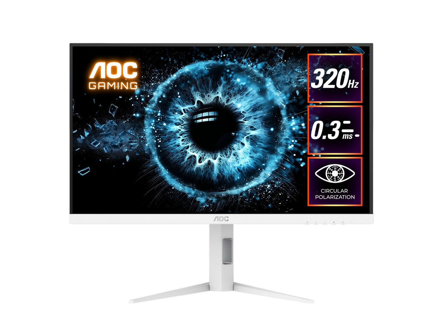 AOC 27' Fast IPS Q27G4SL/WS: 2560Ã—1440 @ 320Hz, 1ms GtG, 350 nits, HDR 450 nits, sRGB 125%, DP 1.4, HDMI 2.1, ergonomic stand, VESA 100mm
