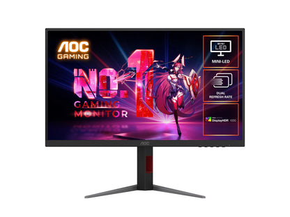 AOC 27' Mini-LED Gaming Monitor â€“ 4K@160Hz / FHD@320Hz, 1ms GtG, 1152-zone Mini-LED, VESA mount, 1.07B colors, Delta E<2, HDMI 2.1, DP 1.4, USB hub