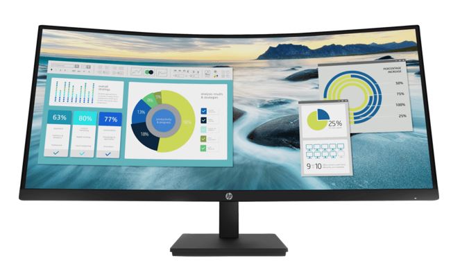 HP P34hc G4 34' WQHD 4K CURVED 21:9 3440x1440 Height Adjust Tilt USB-C (65W PD)