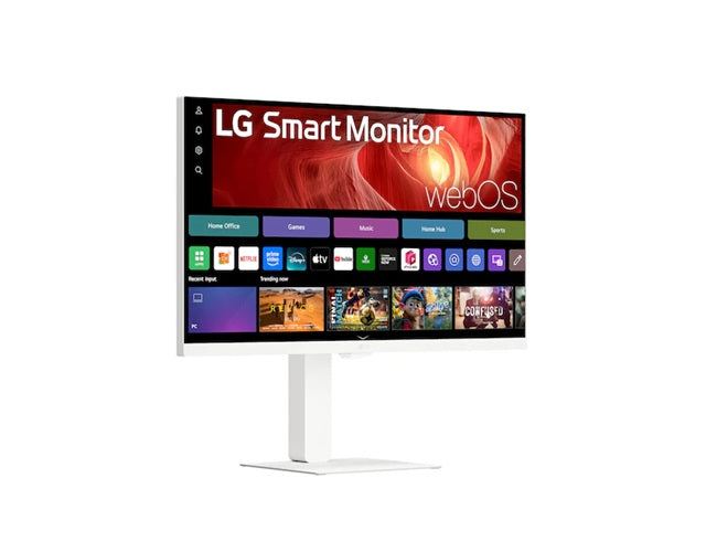 LG 27' 4K UHD IPS Smart Monitor with webOS, USB-C (65W PD), AirPlay 2, Bluetooth, DCI-P3 90%, Magic Remote support, and full ergonomic stand