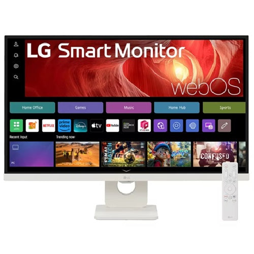 LG 27' 4K UHD IPS Smart Monitor: 3840Ã—2160  (4K UHD), 5â€¯ms response time, 60Hz refresh, ~400â€‘nit brightness, USBâ€‘C / HDR400, height/tilt pivot stand