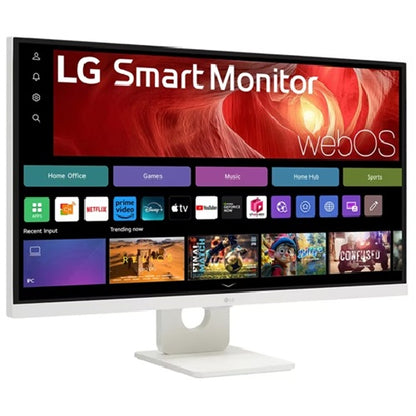 LG 27' 4K UHD IPS Smart Monitor: 3840Ã—2160  (4K UHD), 5â€¯ms response time, 60Hz refresh, ~400â€‘nit brightness, USBâ€‘C / HDR400, height/tilt pivot stand