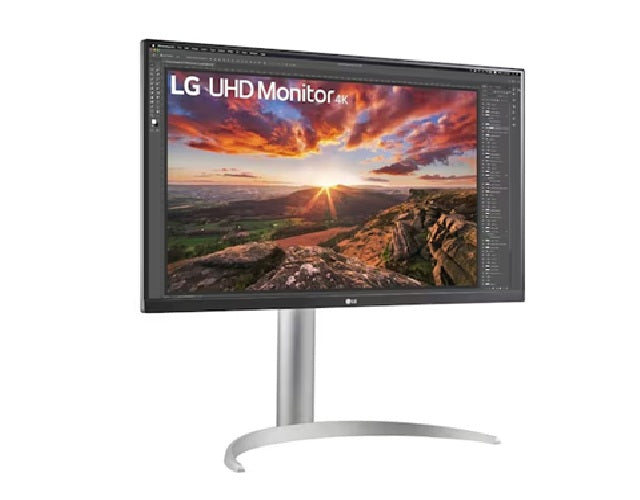 LG 27' 4K UHD IPS Monitor with USB-C, HDR400, DCI-P3 95%, AMD FreeSyncâ„¢, 3840Ã—2160 res, 5ms response, 60Hz, and tilt/height/pivot stand