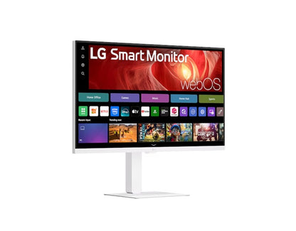 LG 31.5' 4K UHD Smart Monitor with webOS, USB-C PD 65W, AirPlay 2, DCI-P3 90%, Bluetooth, 5ms, 60Hz, and tilt/height/swivel/pivot stand