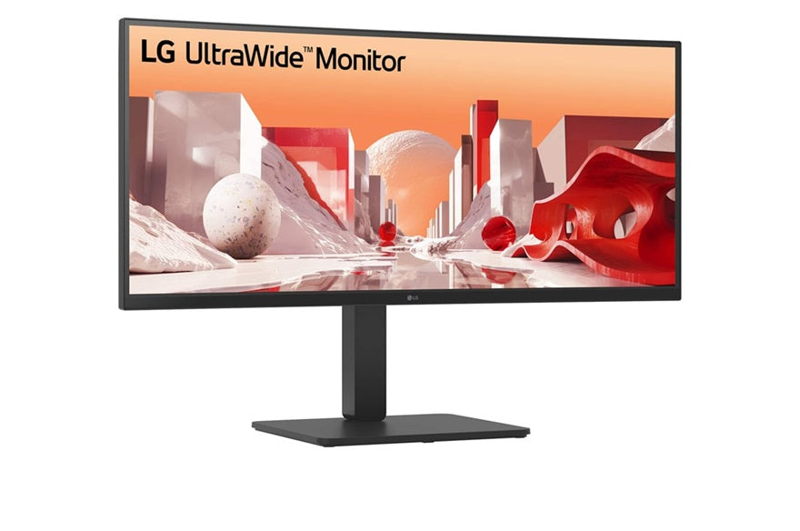 LG 34' UltraWide QHD Curved IPS Monitor with HDR10, sRGB 99%, USB-C PD 90W, RJ45, built-in speakers, and tilt/height/swivel adjustable stand