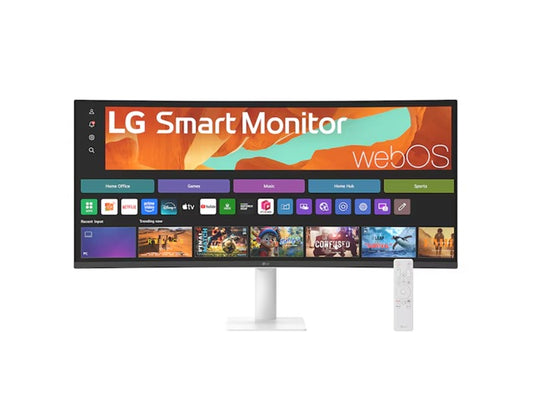 LG Smart Monitor 34' WQHD Curved display with 3440x1440 resolution, sRGB 99%, webOS, AirPlay 2, 2x7W speakers, 100Hz refresh rate & Bluetooth