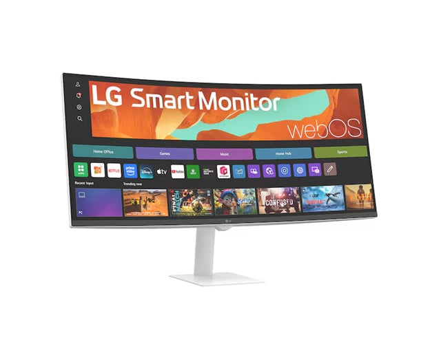 LG Smart Monitor 34' WQHD Curved display with 3440x1440 resolution, sRGB 99%, webOS, AirPlay 2, 2x7W speakers, 100Hz refresh rate & Bluetooth