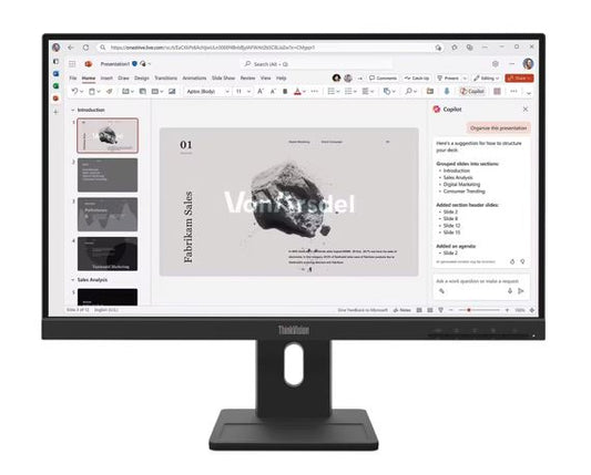 LENOVO ThinkVision E22-40 21.5-22' FHD IPS Monitor 1920x1080 100Hz 16:9 Anti-Glare Height Adjustable Tilt Swivel Pivot VGA DP HDMI VESA 3yr wty Black