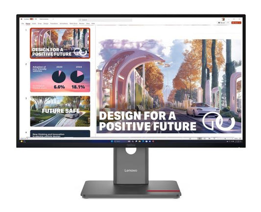 LENOVO ThinkVision P27QD-40 27' QHD Monitor IPS 2560x1440 16:9 Height Adjustable Tilt Swivel Pivot Daisy Chain DP HDMI USB-C Hub RJ45 LAN VESA 3YR
