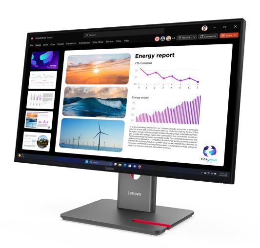 LENOVO ThinkVision T24i-30 23.8'/24' 60Hz QHD Monitor 2K 2560x1440 16:9 Height Adjustable Tilt Swivel Pivot HDMI DP1.4 DP VGA USB Hub VESA 3yr