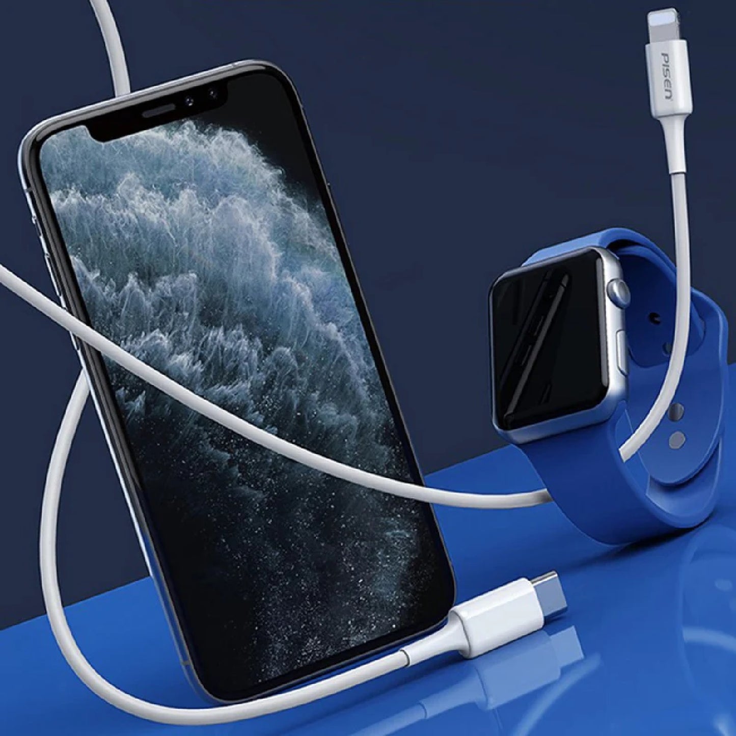 Pisen Mr White Lightning to USB-C PD Fast Charge Cable (1M) White - Support Charge 3A, Stretch-Resistant, Reinforced,Durable,Apple iPhone/iPad/MacBook