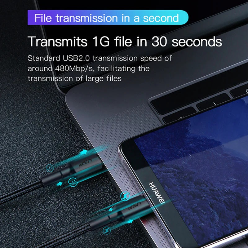 USP BoostUp Braided USB-C to USB-C Cable (1M) Black -3A Fast & Safe Charge,Strong & Durable,Samsung Galaxy,Apple iPhone,iPad,MacBook,Google,OPPO,Nokia