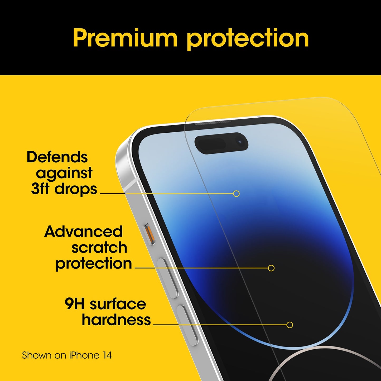 OtterBox Premium Pro Glass Antimicrobial Anti-Blue Light Apple iPhone 15 Pro Max (6.7') Screen Protector Clear - No Retail Packaging, 2 Years Warranty