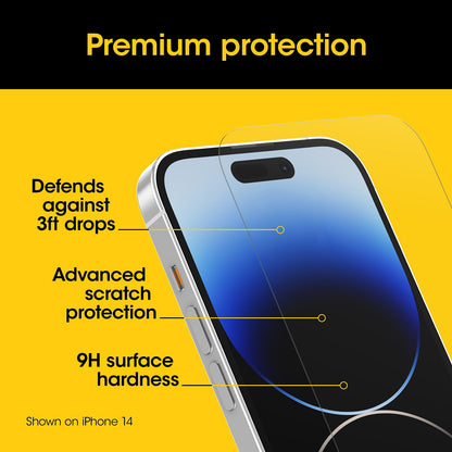 OtterBox Premium Pro Glass Antimicrobial Anti-Blue Light Apple iPhone 15 Pro Max (6.7') Screen Protector Clear - No Retail Packaging, 2 Years Warranty