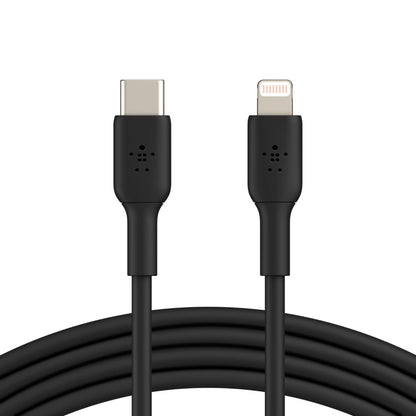 Belkin BoostCharge Lightning to USB-C Cable (1M) - Black (CAA003bt1MBK),3A/18W,480Mbps, 25K+ Bends, Apple iPhone/iPad, MFI-Certified, 2 Years Warranty