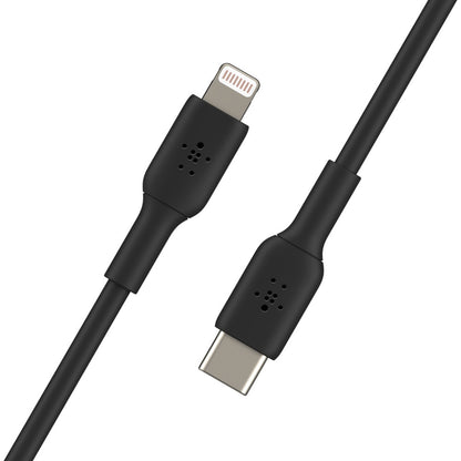 Belkin BoostCharge Lightning to USB-C Cable (1M) - Black (CAA003bt1MBK),3A/18W,480Mbps, 25K+ Bends, Apple iPhone/iPad, MFI-Certified, 2 Years Warranty