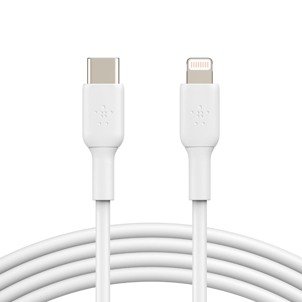 Belkin BoostCharge Lightning to USB-C Cable (1M) - White (CAA003bt1MWH), 3A/18W,480Mbps,25K+ Bends, Apple iPhone/iPad, MFi-Certified, 2 Years Warranty