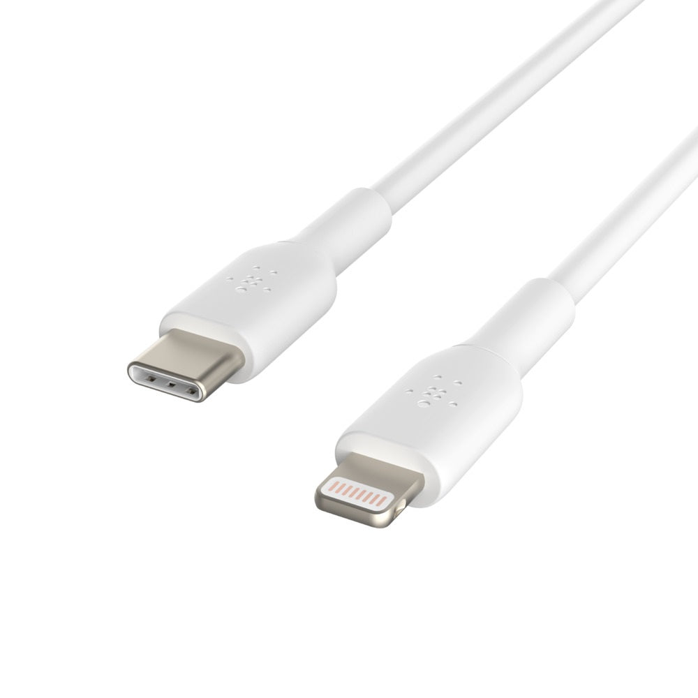 Belkin BoostCharge Lightning to USB-C Cable (1M) - White (CAA003bt1MWH), 3A/18W,480Mbps,25K+ Bends, Apple iPhone/iPad, MFi-Certified, 2 Years Warranty
