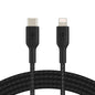 Belkin BoostCharge Braided Lightning to USB-C Cable (2M) - Black(CAA004bt2MBK),3A/18W,480Mbps,30K+ Bends, Apple iPhone,MFI-Certified,2 Years Warranty