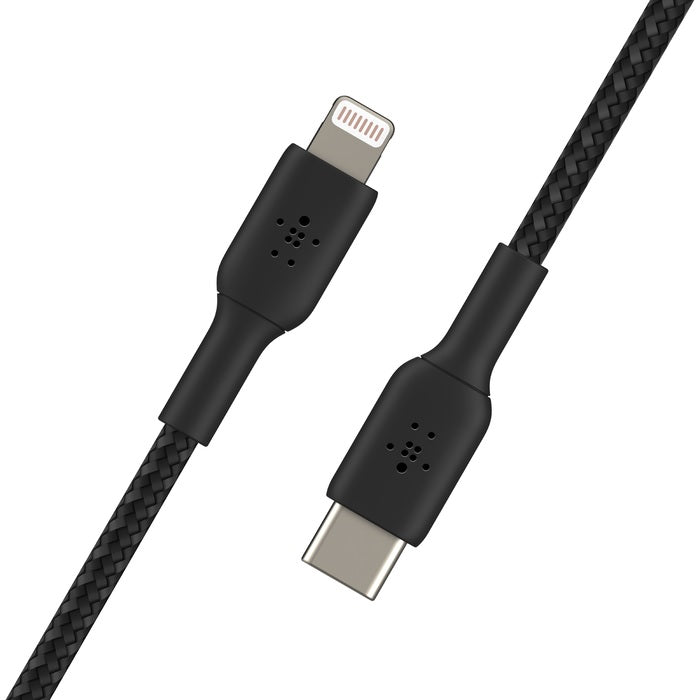 Belkin BoostCharge Braided Lightning to USB-C Cable (2M) - Black(CAA004bt2MBK),3A/18W,480Mbps,30K+ Bends, Apple iPhone,MFI-Certified,2 Years Warranty