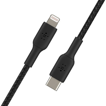 Belkin BoostCharge Braided Lightning to USB-C Cable (2M) - Black(CAA004bt2MBK),3A/18W,480Mbps,30K+ Bends, Apple iPhone,MFI-Certified,2 Years Warranty