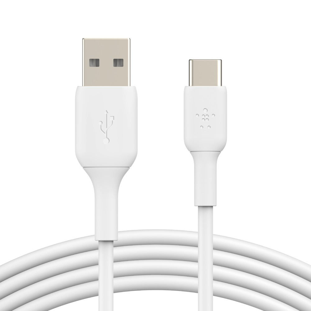 Belkin BoostCharge USB-C to USB-A Cable (1M) - White (CAB001bt1MWH), 3A/15W, 480Mbps, 25K+ Bend, Samsung Galaxy, USB-IF Certified, 2 Years Warranty