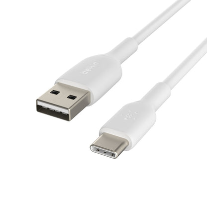 Belkin BoostCharge USB-C to USB-A Cable (1M) - White (CAB001bt1MWH), 3A/15W, 480Mbps, 25K+ Bend, Samsung Galaxy, USB-IF Certified, 2 Years Warranty