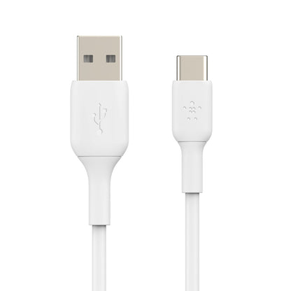 Belkin BoostCharge USB-C to USB-A Cable (1M) - White (CAB001bt1MWH), 3A/15W, 480Mbps, 25K+ Bend, Samsung Galaxy, USB-IF Certified, 2 Years Warranty