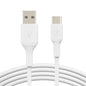 Belkin BoostCharge USB-C to USB-A Cable (2M) - White (CAB001bt2MWH), 3A/15W, 480Mbps, 25K+ Bend, Samsung Galaxy, USB-IF Certified, 2 Years Warranty