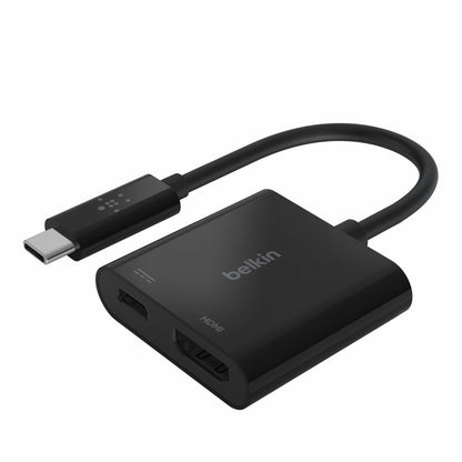 Belkin USB-C to HDMI + Charge Adapter + USB-C  Cable (13CM) - Black (AVC002btBK), 60W, Supports Video Resolutions up to 4K, 2 Years Warranty