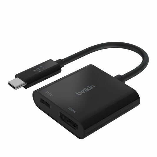 Belkin USB-C to HDMI + Charge Adapter + USB-C  Cable (13CM) - Black (AVC002btBK), 60W, Supports Video Resolutions up to 4K, 2 Years Warranty