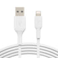 Belkin BoostCharge Lightning to USB-A Cable (1M) - White(CAA001bt1MWH), 2.4A/12W, 480Mbps, 25K+ Bend, Apple iPhone, MFI-Certified, 2 Years Warranty
