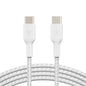Belkin BoostCharge Braided USB-C to USB-C Cable (1M) - White (CAB004bt1MWH), 3A/60W, 480Mbps, 30K+ Bends, Apple, USB-IF Certified, 2 Year Warranty