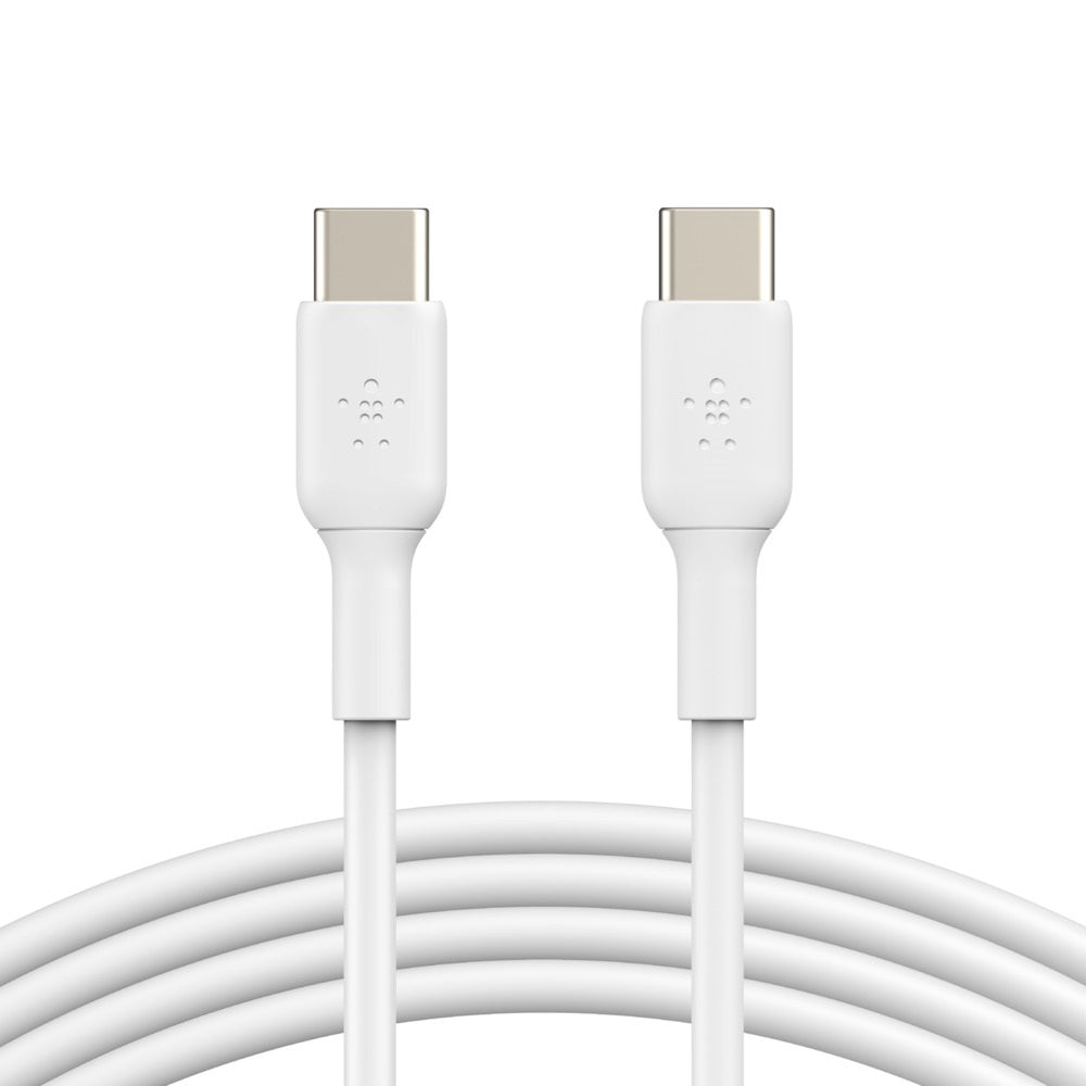 Belkin BoostCharge USB-C to USB-C Cable (2M) - White (CAB003bt2MWH), 3A/60W, 480Mbps, 25K+ Bends, Samsung Galaxy, USB-IF Certified,2 Years Warranty