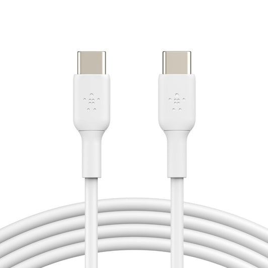 Belkin BoostCharge USB-C to USB-C Cable (2M) - White (CAB003bt2MWH), 3A/60W, 480Mbps, 25K+ Bends, Samsung Galaxy, USB-IF Certified,2 Years Warranty