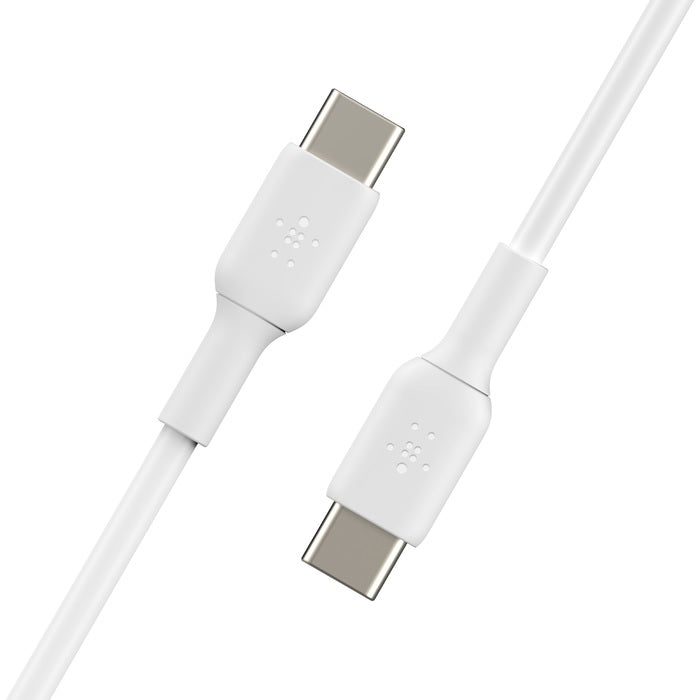 Belkin BoostCharge USB-C to USB-C Cable (2M) - White (CAB003bt2MWH), 3A/60W, 480Mbps, 25K+ Bends, Samsung Galaxy, USB-IF Certified,2 Years Warranty