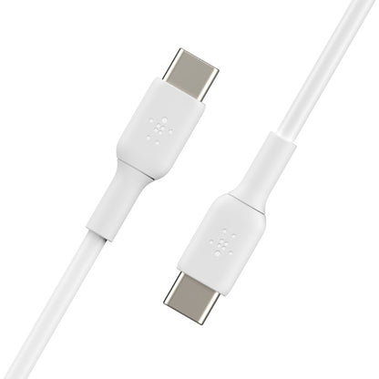 Belkin BoostCharge USB-C to USB-C Cable (2M) - White (CAB003bt2MWH), 3A/60W, 480Mbps, 25K+ Bends, Samsung Galaxy, USB-IF Certified,2 Years Warranty