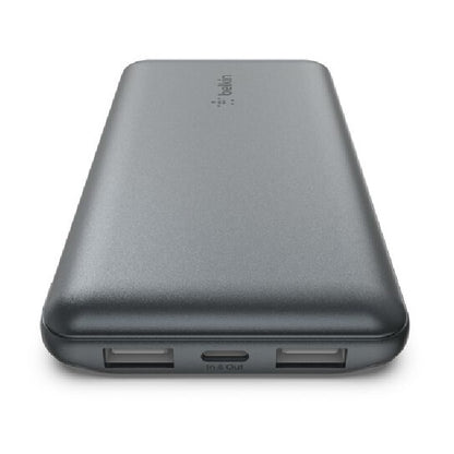 Belkin BoostCharge Power Bank 10K (3 Port) - Space Grey (BPB011btGY),2xUSB-A (12