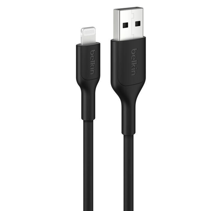 Belkin BoostCharge Lightning to USB-A Cable (1M) - Black (CAA019FQ1MBK), 2.4A/15W, 480Mbps, 300K+ Bends, Apple iPhone, MFI-Certified, 2 Years Warranty