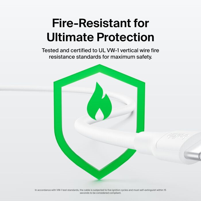 Belkin BoostCharge Lightning to USB-A Cable (1M) - White (CAA019fq1MWH), 2.4A/15W, 480Mbps, 300K+ Bends, Apple iPhone, iPad, 2 Years Warranty