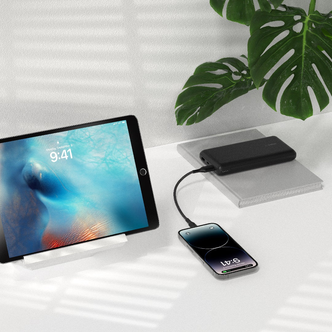 Belkin BoostCharge Pro Braided Lightning to USB-A Cable (0.15M) - Black (CAA020FQ0MBK), 2.4A/15W, 480Mbps, 350K Bends, MFI-Certified, 2 Years Warranty