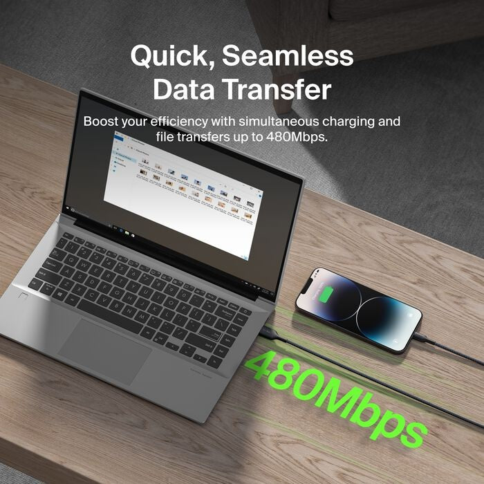 Belkin BoostCharge Pro Braided Lightning to USB-A Cable (2M) - Black (CAA020FQ2MBK), 2.4A/15W, 480Mbps, 350K Bends, MFI-Certified, 2 Years Warranty