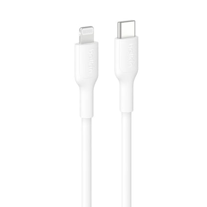 Belkin BoostCharge Lightning to USB-C Cable (1M) - White (CAA021FQ1MWH), 3A/15W, 480MBPS, 300K+ Bends, Apple iPhone, MFI-Certified, 2 Years Warranty