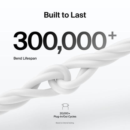 Belkin BoostCharge Lightning to USB-C Cable (1M) - White (CAA021FQ1MWH), 3A/15W, 480MBPS, 300K+ Bends, Apple iPhone, MFI-Certified, 2 Years Warranty