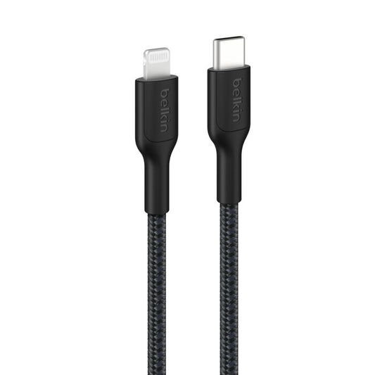 Belkin Boostcharge Pro Braided Lightning to USB-C Cable (2M) - Black (CAA022FQ2MBK),3A/15W, 480Mbps,350K+ Bends,Apple, MFI-Certified, 2 Years Warranty