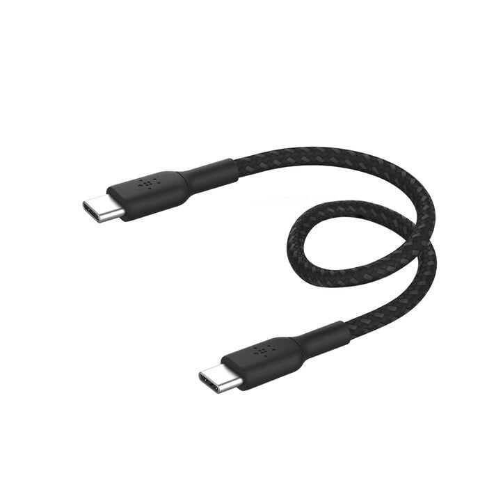 Belkin BoostCharge Braided USB-C to USB-C Cable (0.15M) - Black (CAB004bt0MBK),