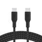 Belkin BoostCharge Braided USB-C to USB-C Cable (3M) - Black (CAB014bt3MBK), 5A/100W, 480Mbps, 30K+ Bends, Apple, USB-IF Certified, 2 Years Warranty